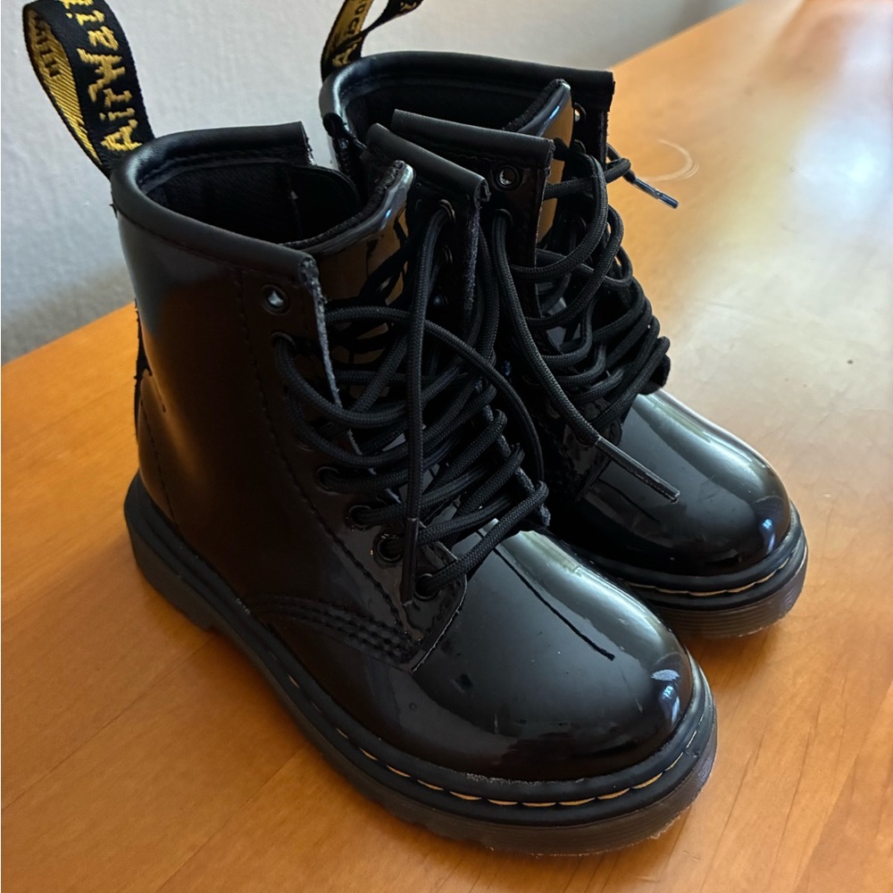 Dr. Martens Patent Black Kids Boots